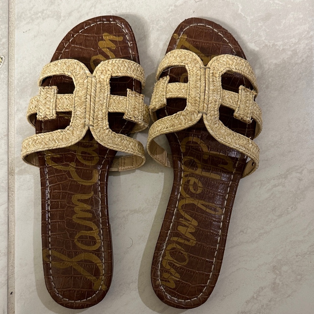Sam Edelman Women's Cream Woven Slide Sandals
